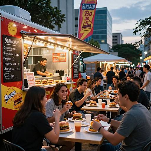 Evening Food Truck Hamburger Scene