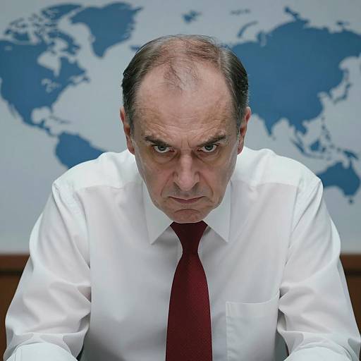 Intense Middle-Aged Man with Map Background