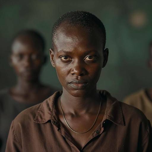 Intense Portrait of a Shaved Head Woman