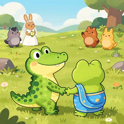 Pixar-Style Romantic Animal Wedding