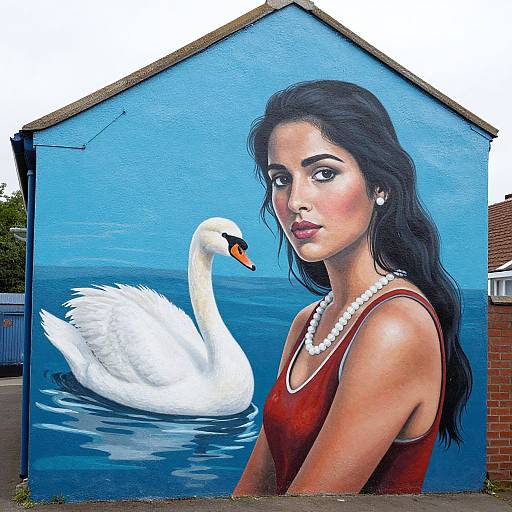 Mimi Soan's Woman and Swan Mural