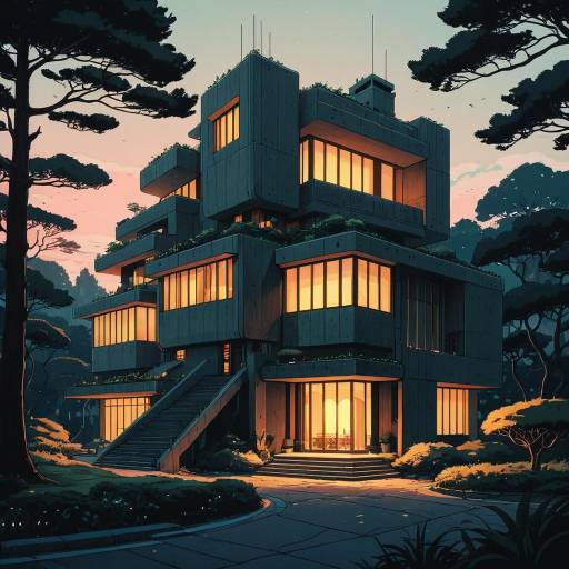 Brutalist Luxury House at Sunset Brutalist Luxury House at Sunset