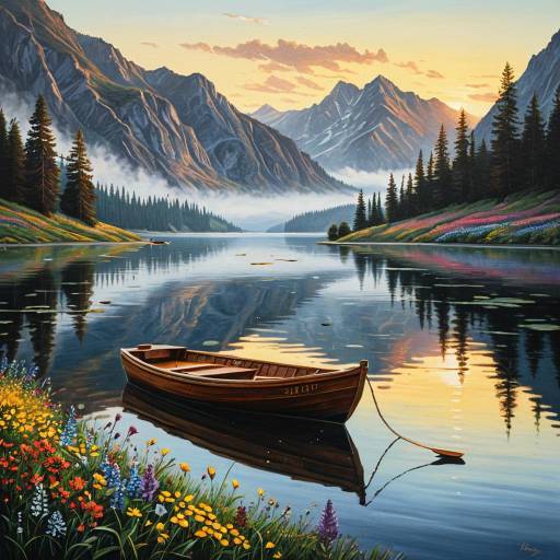 Tranquil Mountain Lake at Sunrise Tranquil Mountain Lake at Sunrise