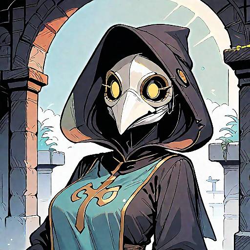 Masked Female in Detailed Fantasy Outfit