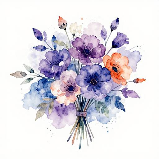 Watercolor Floral Bouquet with Splash