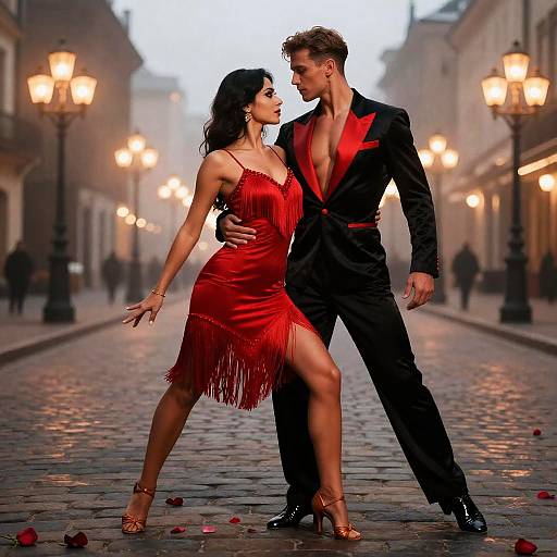 Valentine Tango Duo in Crimson Evening