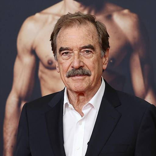 Older Man in Suit with Muscular Torso Background