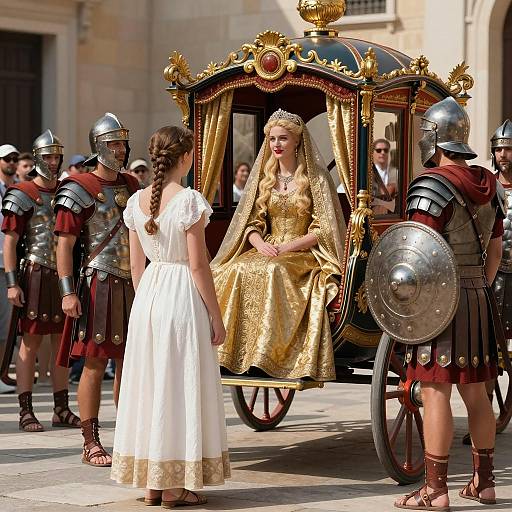 Regal Scene with Woman and Soldiers