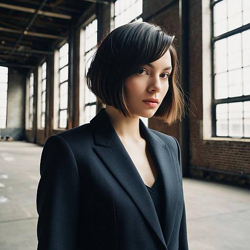 Chic Angled Bob in Industrial Loft