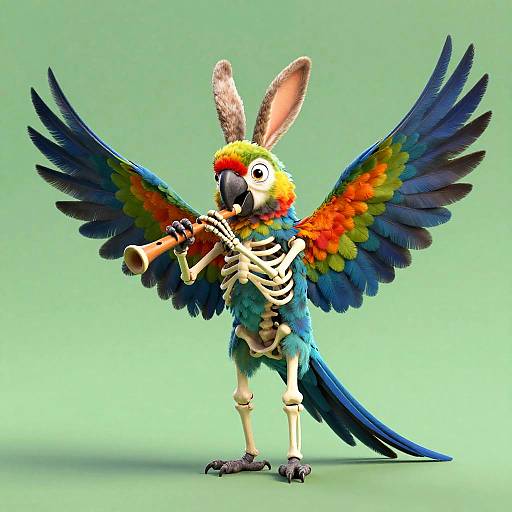 Anthropomorphic Parrot with Rabbit Ears