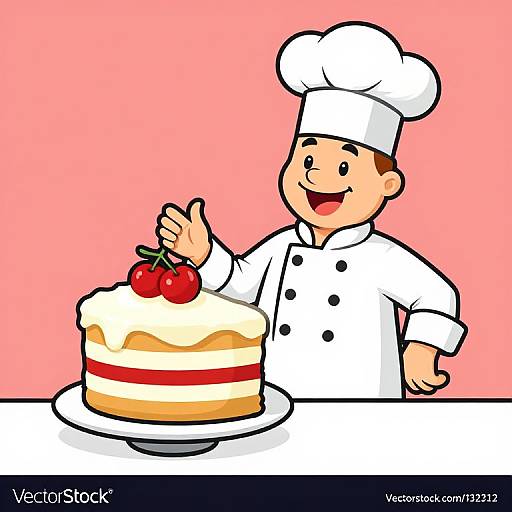 Chef Cooking with Cake Vector