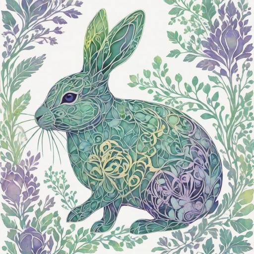Elegant Rabbit Silhouette in Watercolor Style