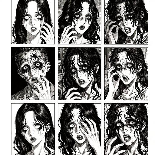 Surreal Horror Manga Panels
