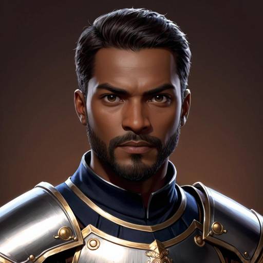 Realistic Portrait of Dark-Skinned Male Warrior