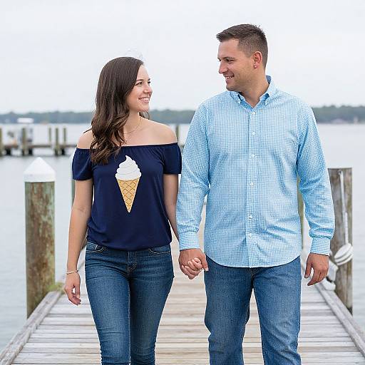 Candid Waterfront Engagement Walk