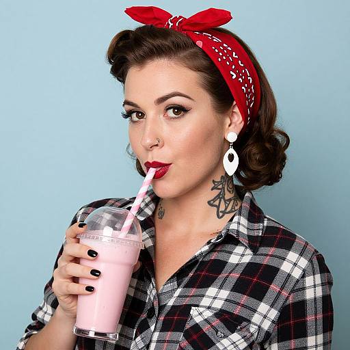Retro Woman with Milkshake