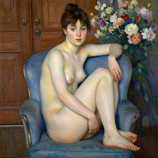 Seated Nude with Bouquet by Renoir