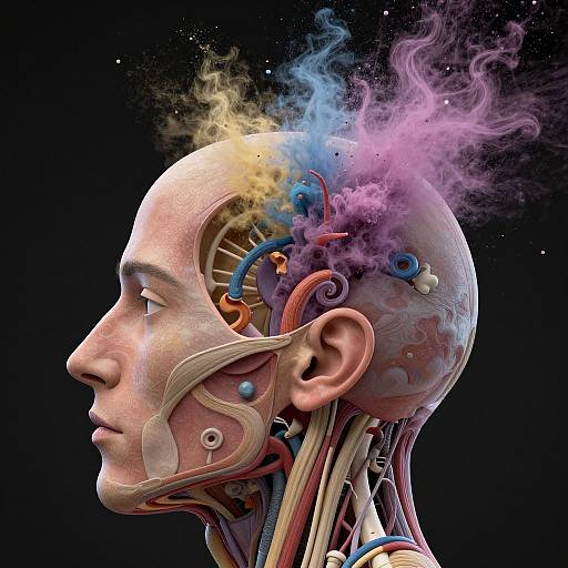 Exploding Human Head Powder Anatomy