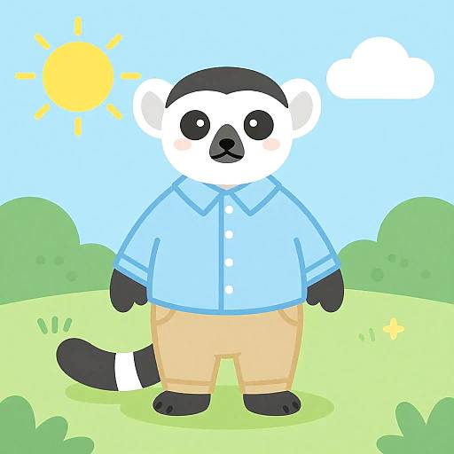 Cheerful Lemur in Casual Attire