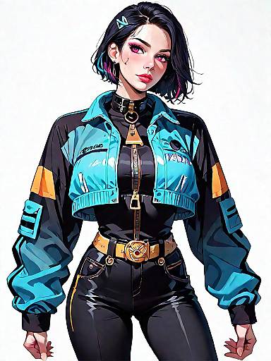 Stylish Woman in Glossy Streetwear Fashion