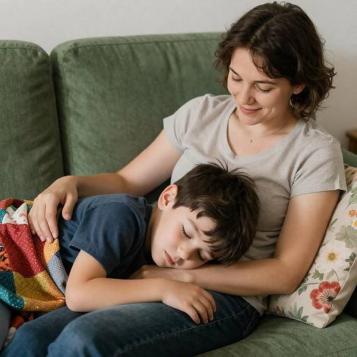 Tender Moment: Woman and Sleeping Boy