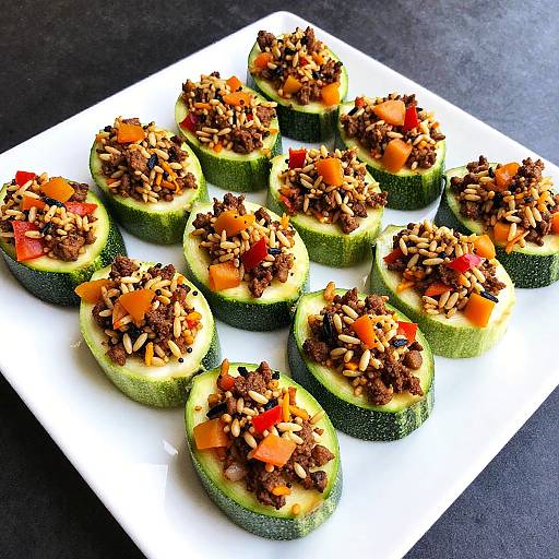 Vibrant Stuffed Zucchini Boats Close-Up