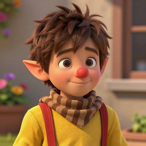 Photorealistic CGI Elf Boy with Red Nose