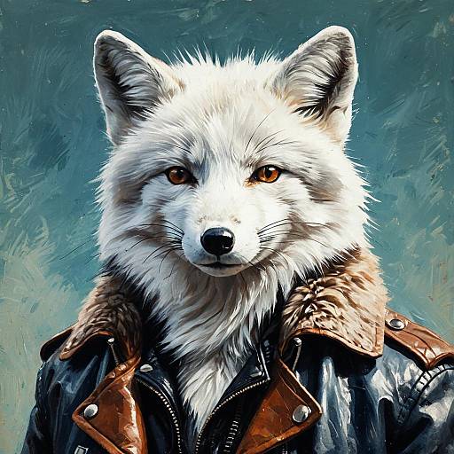 Anthropomorphic Arctic Fox in Aviator Jacket