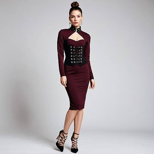 Chic Woman in Burgundy Bodycon Dress