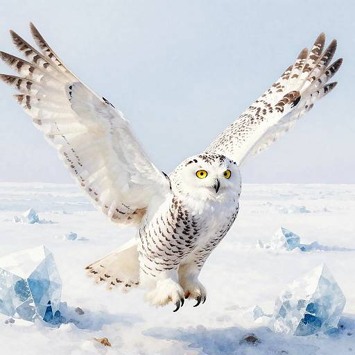 Warrior Riding Majestic Snowy Owl