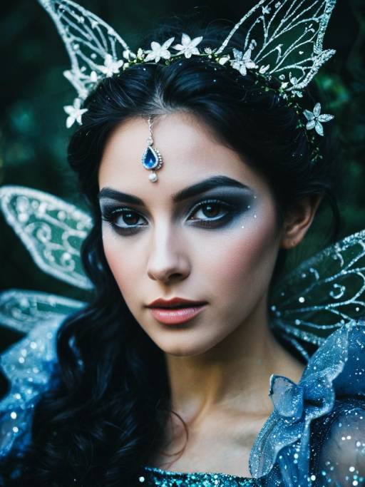 Enchanting Fairy Woman with Glitter Makeup