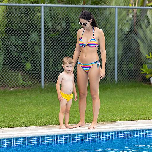 Woman and Child at Poolside