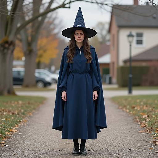 Mystical Young Witch in Autumn Scene