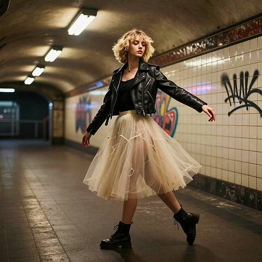 Ballet Dancer in Underground Subway Station