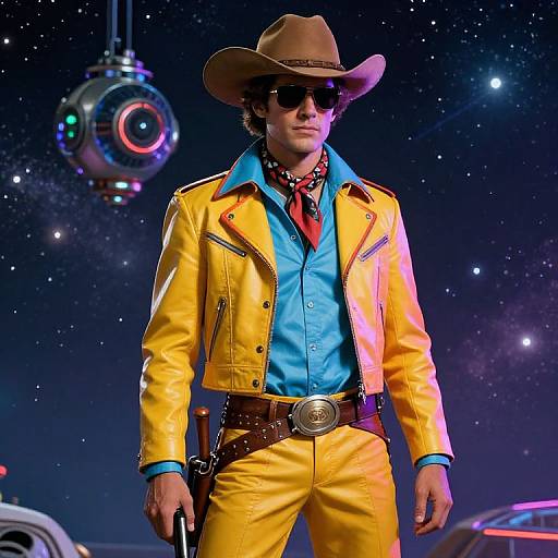 Futuristic Space Cowboy Retro Style