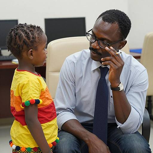 Father and Child in Office Setting