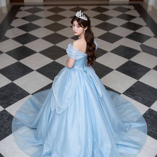 Princess Belle in Elegant Blue Dress