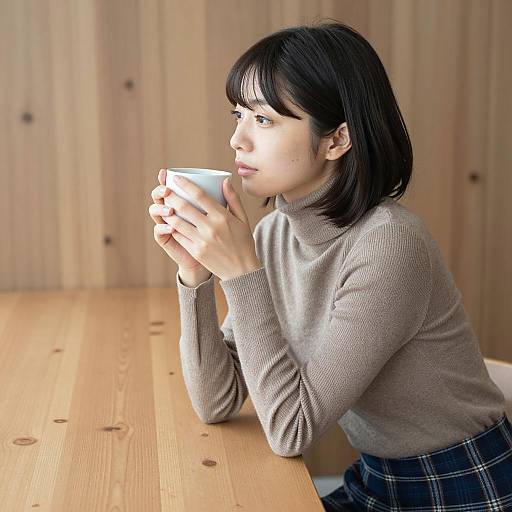 Japanese Woman in Cozy Indoor Setting