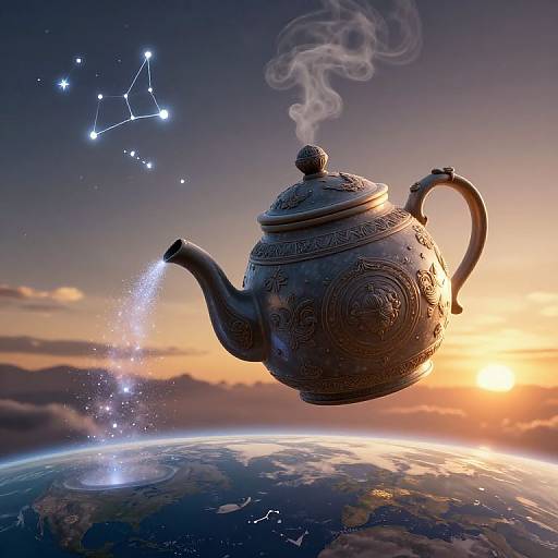 Colossal 3D Teapot Pouring Stardust