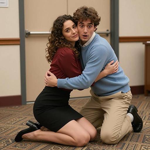 Romantic Embrace on Geometric Carpet