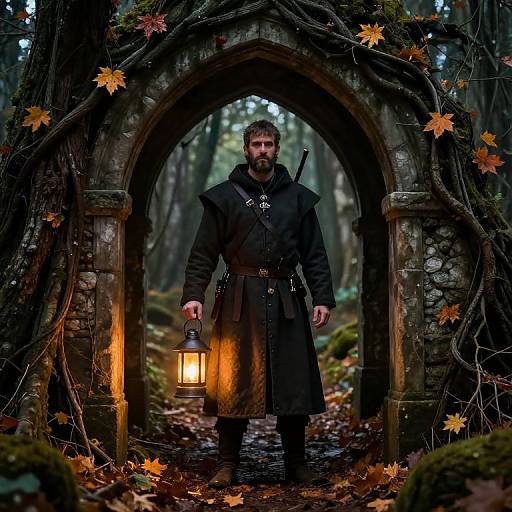 Medieval Adventurer in Mystical Forest