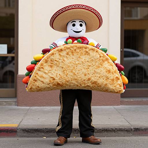 Mexican Taco Costume on Sidewalk