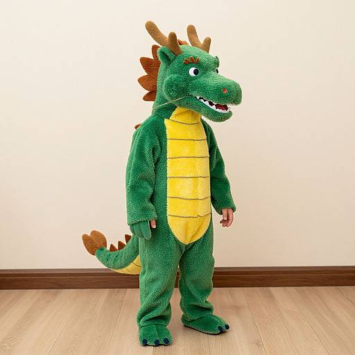 Child in Green and Yellow Dragon Costume