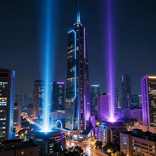 Futuristic Cyberpunk Cityscape at Night