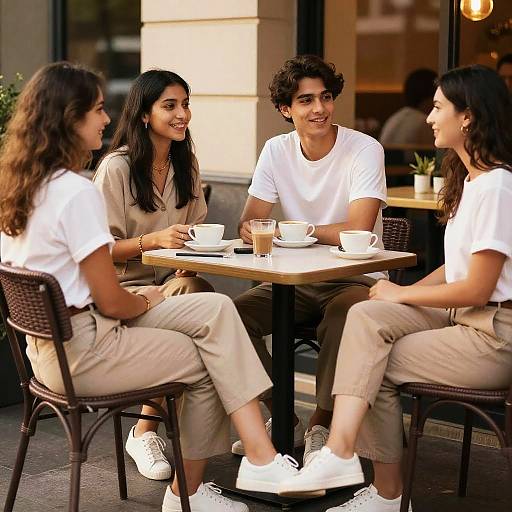 Chic Friends at Outdoor Cafe