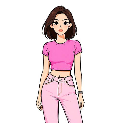 Stylish Woman in Neon Pink Streetwear