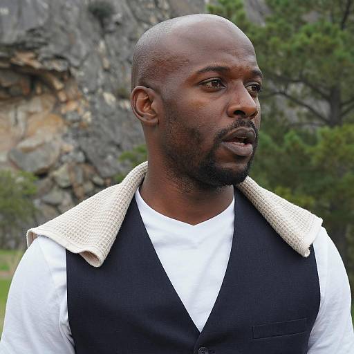 Bald Black Man in Natural Setting