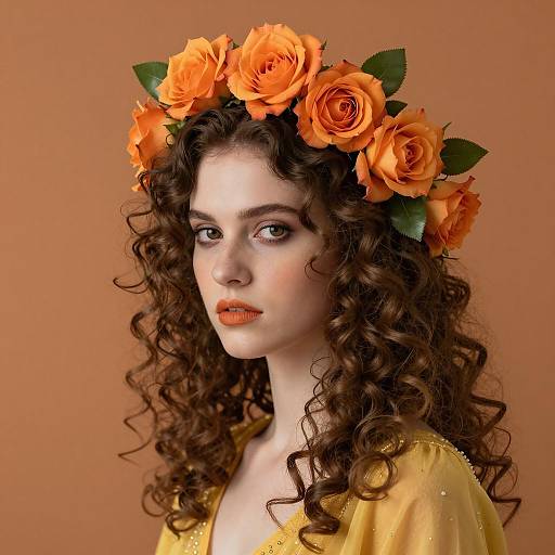 Elegant Woman with Floral Headpiece Portrait