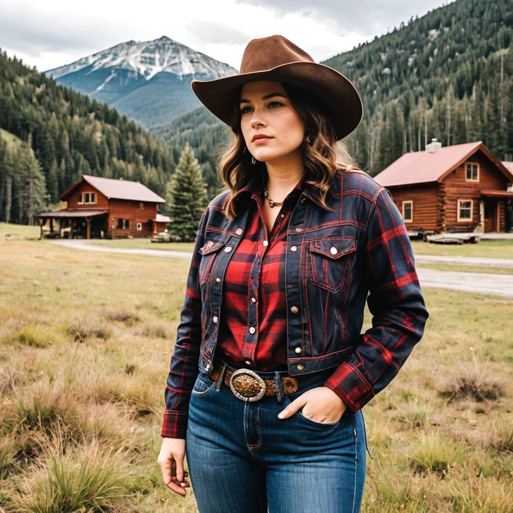 Stylish Curvy Cowgirl in Rustic Retreat