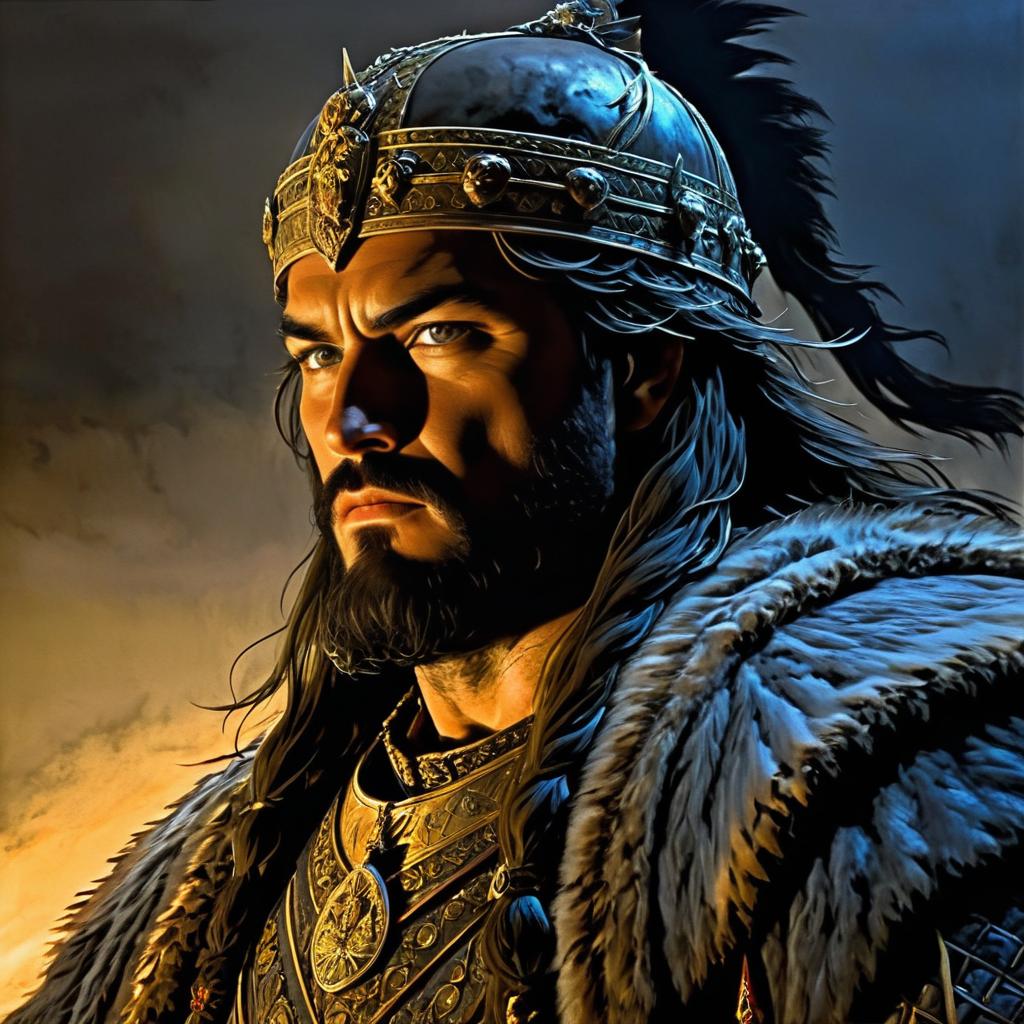 Dramatic Portrait of Attila the Hun